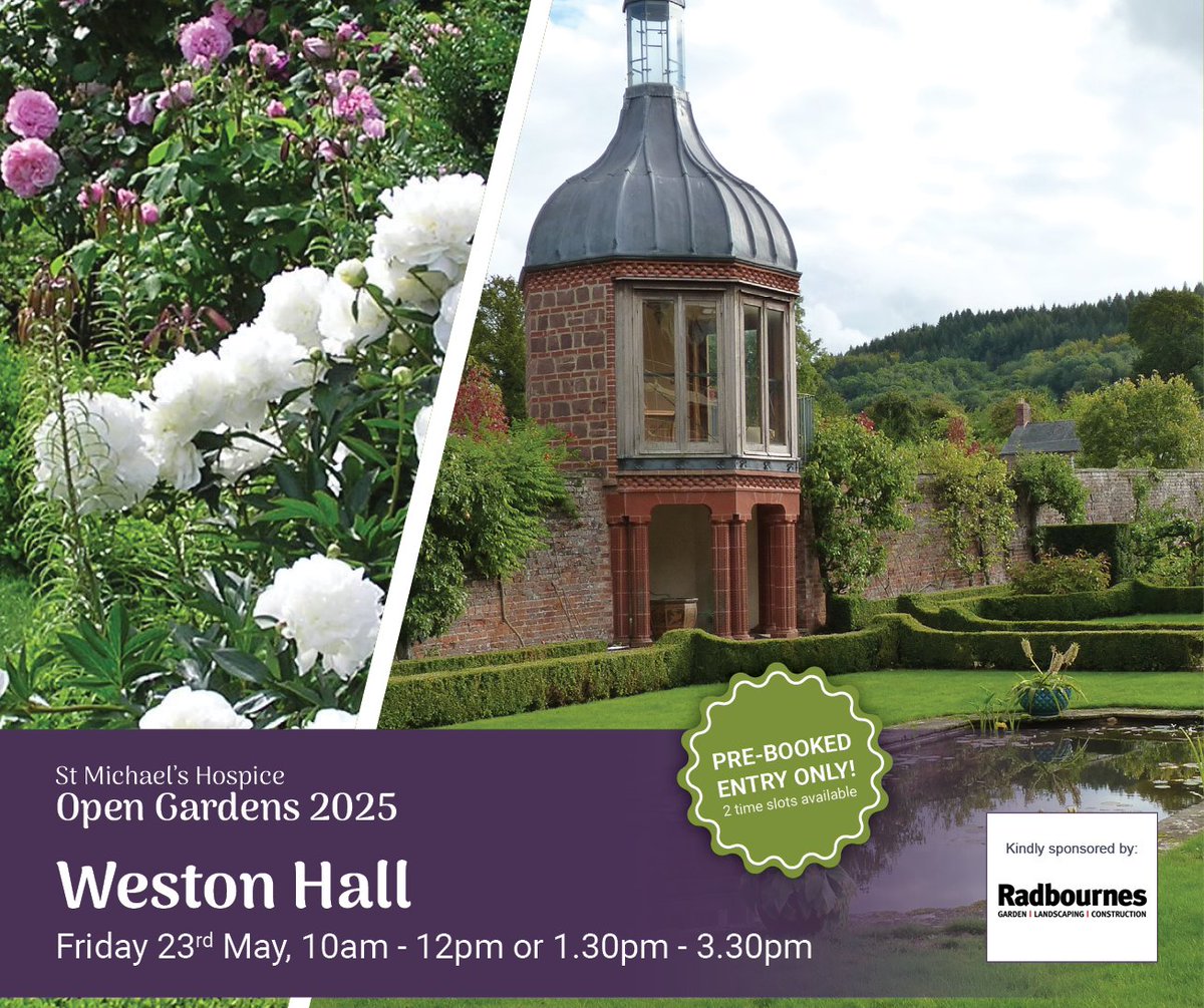 🌿 Next week: Step into history at Weston Hall! Explore a stunning garden shaped by four generations of the Pelham Aldrich-Blake family, featuring a massive Cedar of Lebanon, a pool &amp; fountain, and more! 🌳✨

Bookings only: bit.ly/SMH_OG_WestonH…

Sponsor: Radbournes