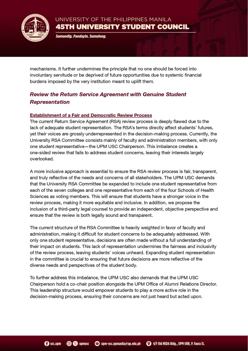 mkule's tweet photo. They also assert a stronger representation and decision-making power in the RSA Committee, further demanding the establishment of a fair and democratic review process, release of the computation of penalties, and disclosure of how penalties have been spent.

#StopAndReviewRSA https://t.co/fEkmKlt0Ft