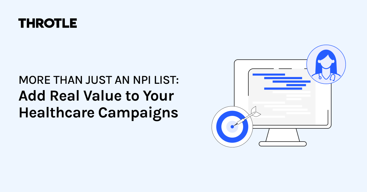 throtle_io's tweet photo. Throtle’s NPI resolution transforms raw, disconnected provider lists into accurate, actionable identity profiles, empowering smarter targeting, better insights, and more effective campaigns. 

Learn more →  https://t.co/AxQXjGfptv https://t.co/mJxLQRF2hi