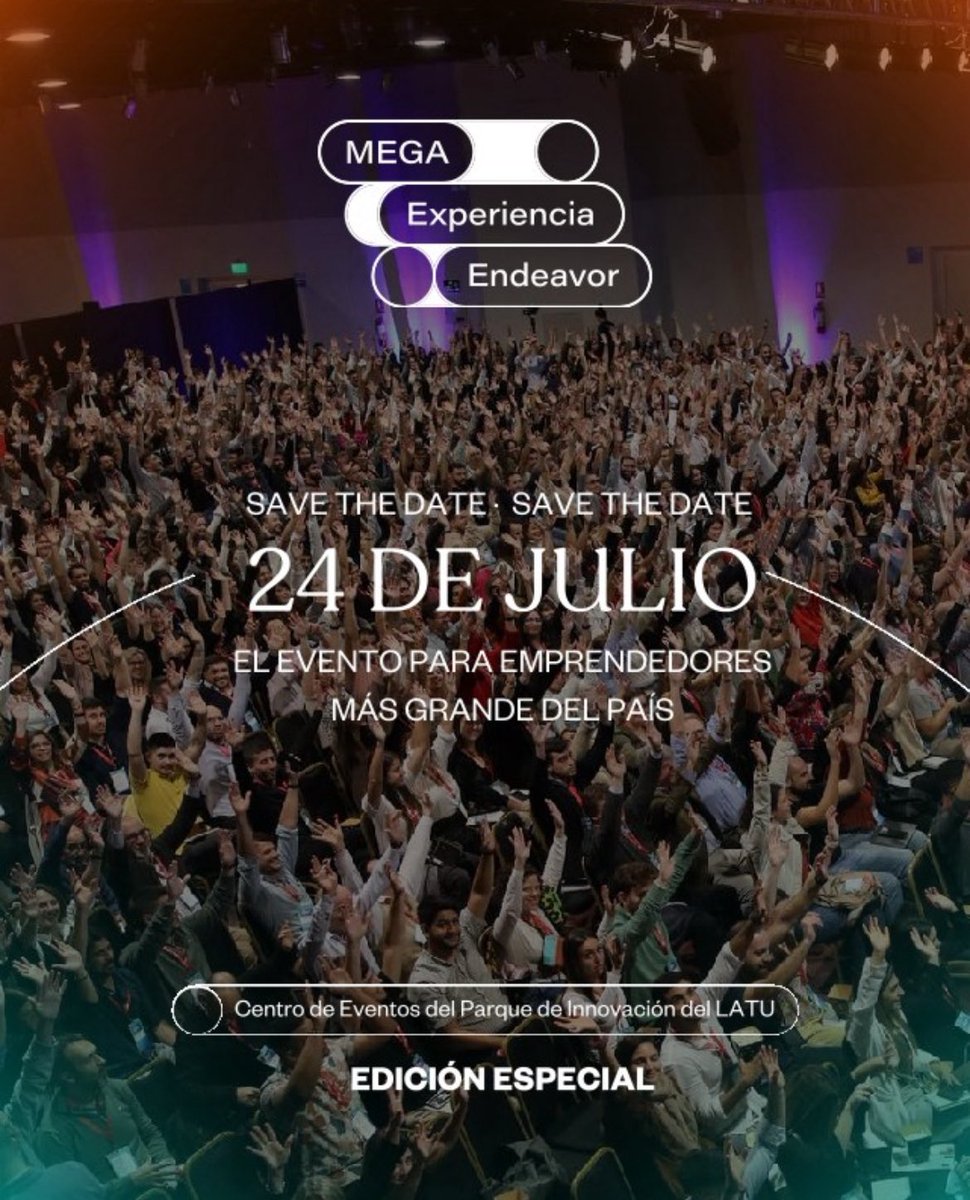 🚀 Llega una edición especial de la MEGA Experiencia Endeavor.

📅 Jueves 24 de julio
📍 Centro de Eventos – Parque de Innovación LATU

Sumate al evento que reúne a los emprendedores más innovadores de Uruguay y la región.

redtickets.uy/evento/MEGA-Ex…