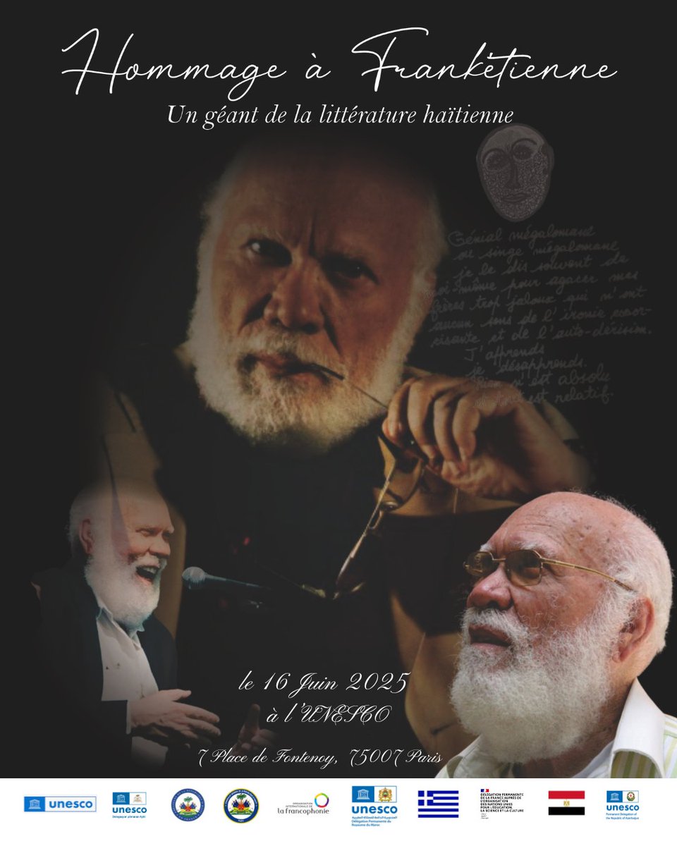 Le 16 juin 2025, sous les voûtes inspirantes de la Maison de l’UNESCO à Paris, se tiendra un hommage grandiose à l’un des maîtres incontestés de la création contemporaine : Frankétienne.
Écrivain, dramaturge, peintre, penseur engagé, visionnaire, il incarne la quintessence de la
