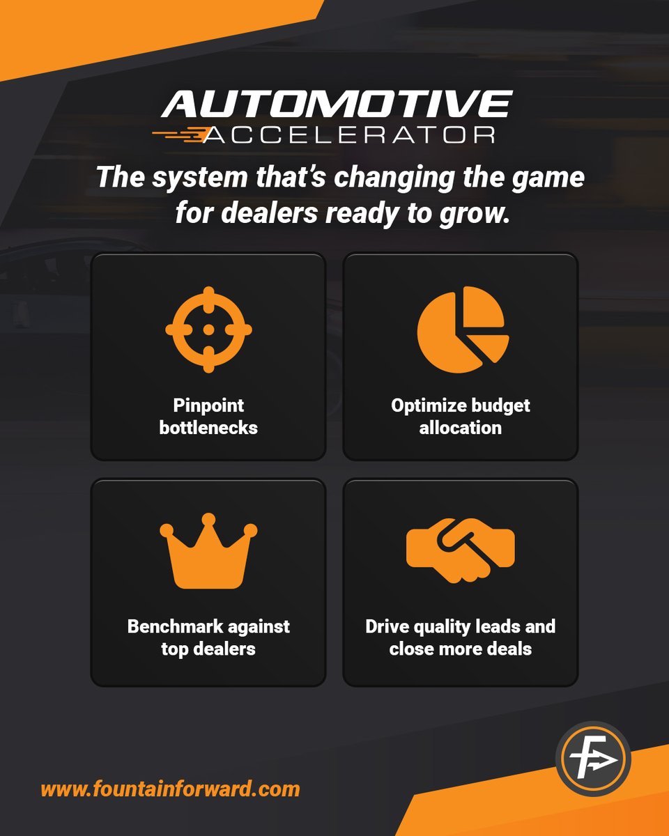 FountainForward's tweet photo. Fountain Forward is your partner in helping you SELL MORE CARS. It's not about having more leads, it's about having a quality mix that will allow the sales team to stop wasting time and money! Book your free strategy call today! https://t.co/HtKos811tj https://t.co/BC1BUKpso8