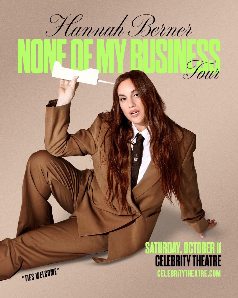 🎤JUST ANNOUNCED🎤 Meet Hannah Berner: NYT best-selling author, viral comic, and host of Giggly Squad &amp; Berner Phone. Her Netflix debut We Ride at Dawn premiered at #2, her book hit #2 on the NYT list, and her videos have 350M+ views. Catch her quick wit and killer crowd work