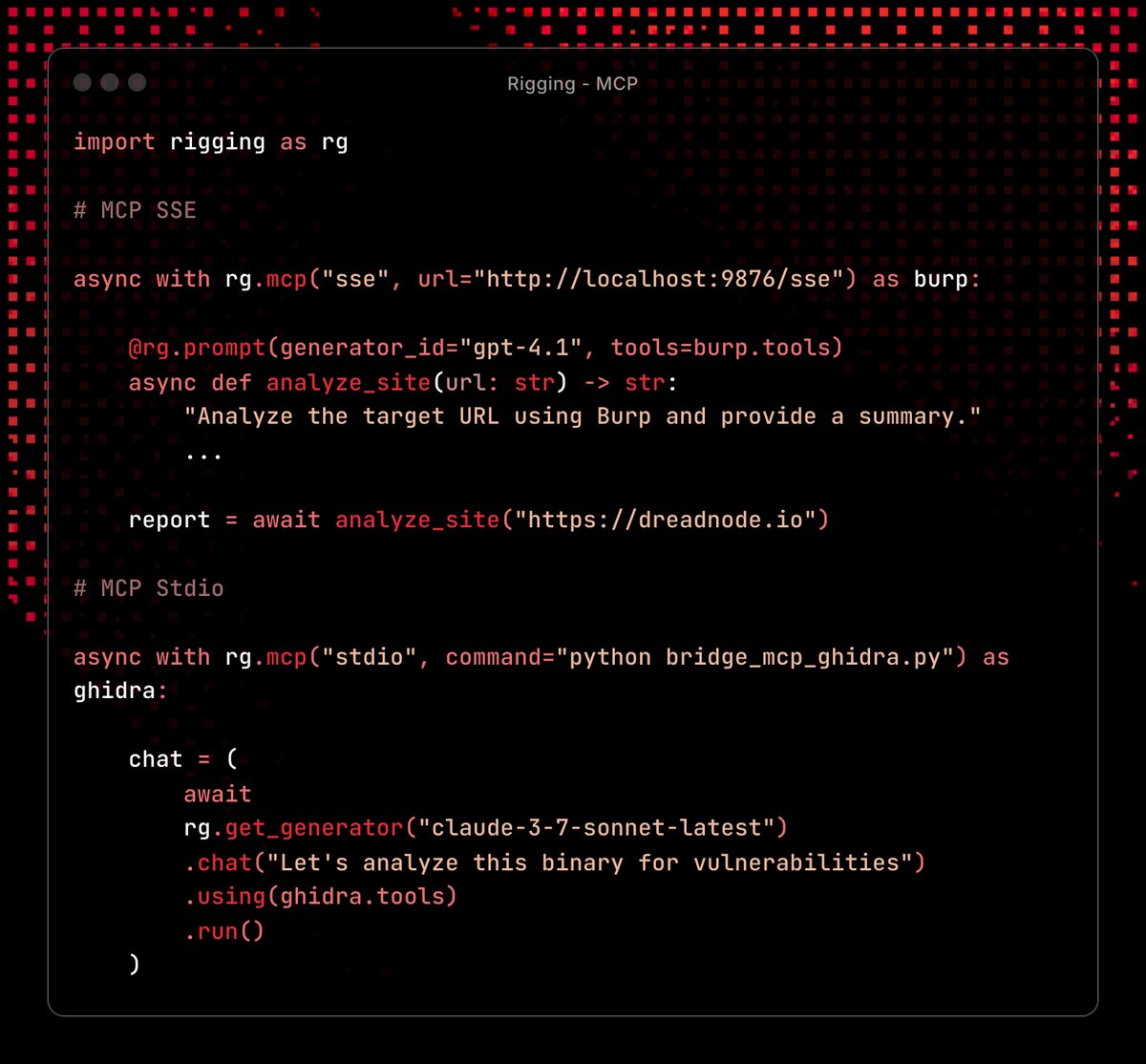 v3 of Rigging is out now. If you’re working with LLMs to build agents or run evaluations, check it out. We just added:

- Prompt caching for supported providers
- A unified tool system for function calling and fallbacks to xml/json parsing
- Native MCP integration
- Lots of