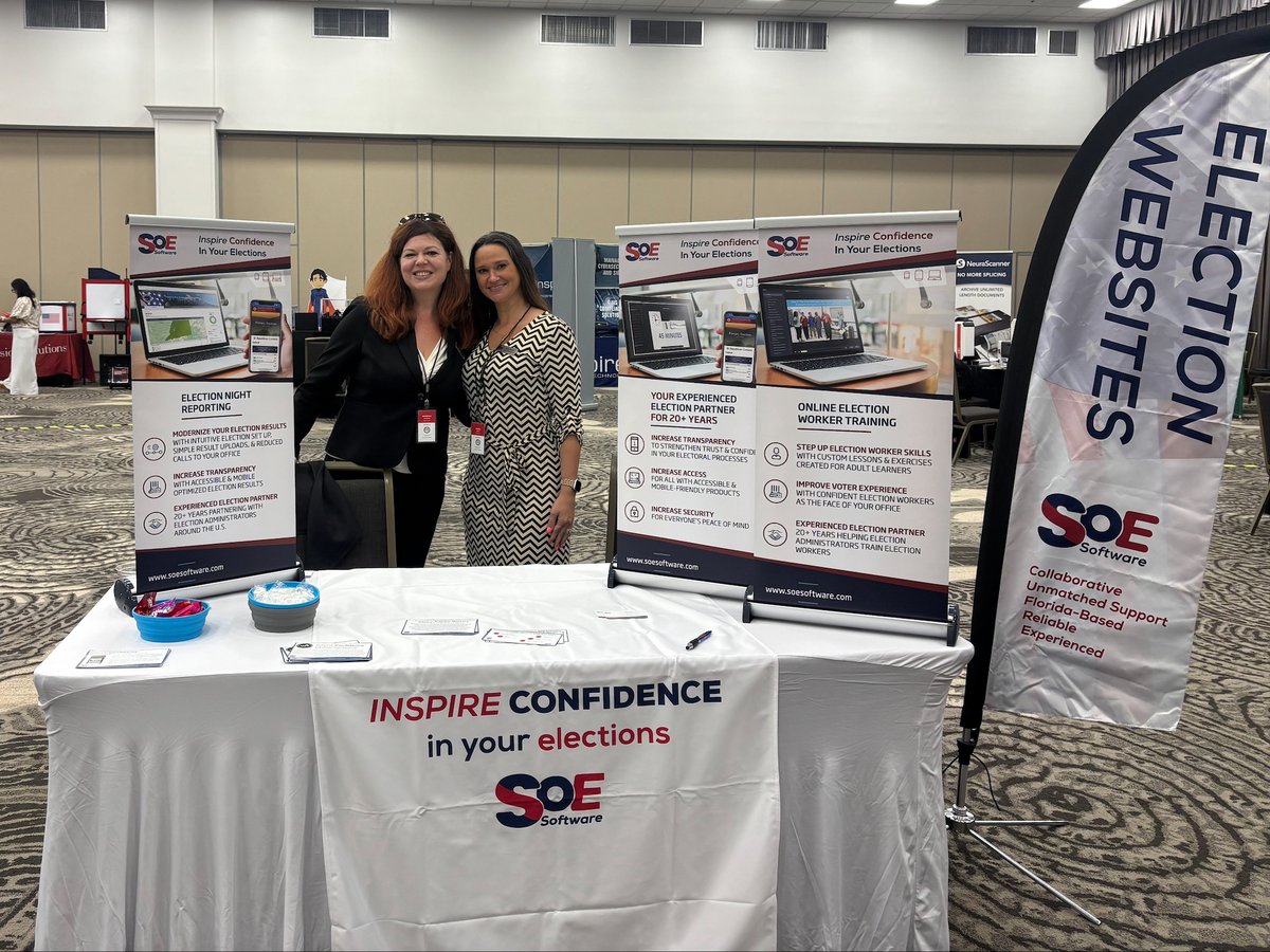 SOESoftware's tweet image. Excited to be at FSE in Orlando this week! Grateful to connect with dedicated election professionals. 
Stop by our booth - we’d love to hear what’s ahead for your team and share how we help streamline training, voter education, and election results.