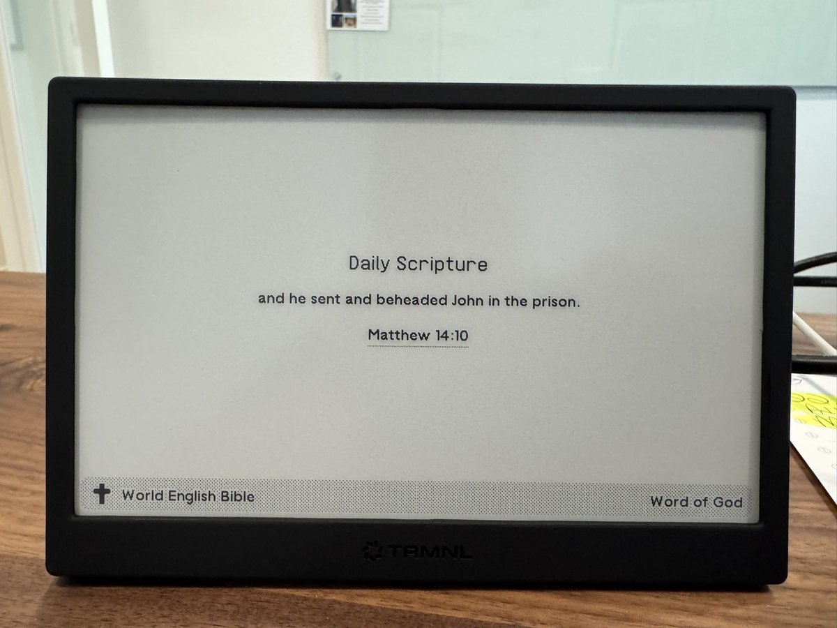 justintrapp's tweet image. My TRMNL has a “Daily Scripture” display but it’s always the most random passages.