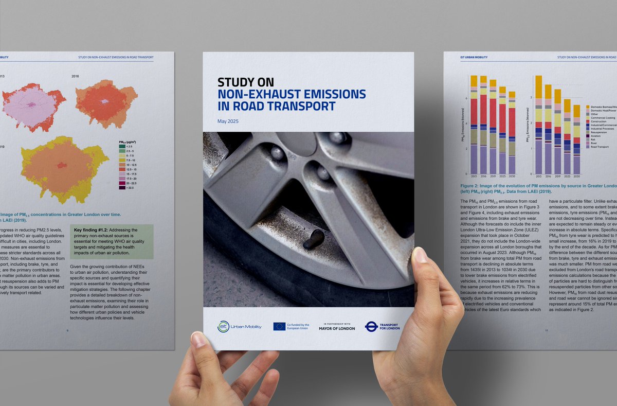 EITUrbanMob's tweet image. 🚨 New study: with exhaust emissions down, brake, tyre & road wear are now the dominant source of PM emitted by vehicles in cities. Electrifying fleets helps—but shifting from cars to public transport cuts PM up to 5x more.
Released today at #ITF2025 👉 eiturbanmobility.eu/knowledge-hub/…