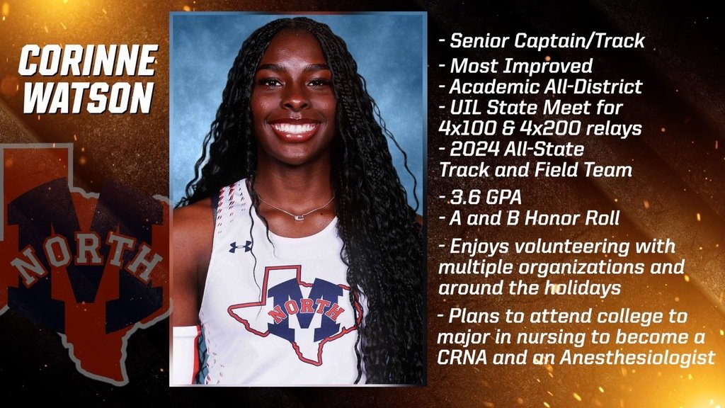 McKinneyISD Ath Dept (@mckisdath) on Twitter photo Congratulations to <a href="/MNHSxctrack/">Bulldog XC/Track & Field</a> athlete Corinne Watson on being named the Dennis Baker State Farm Scholar-Athlete of the Week! @mckinneynorthhs youtu.be/V3QaqVUlCeo Congratulations to <a href="/MNHSxctrack/">Bulldog XC/Track & Field</a> athlete Corinne Watson on being named the Dennis Baker State Farm Scholar-Athlete of the Week! @mckinneynorthhs youtu.be/V3QaqVUlCeo
