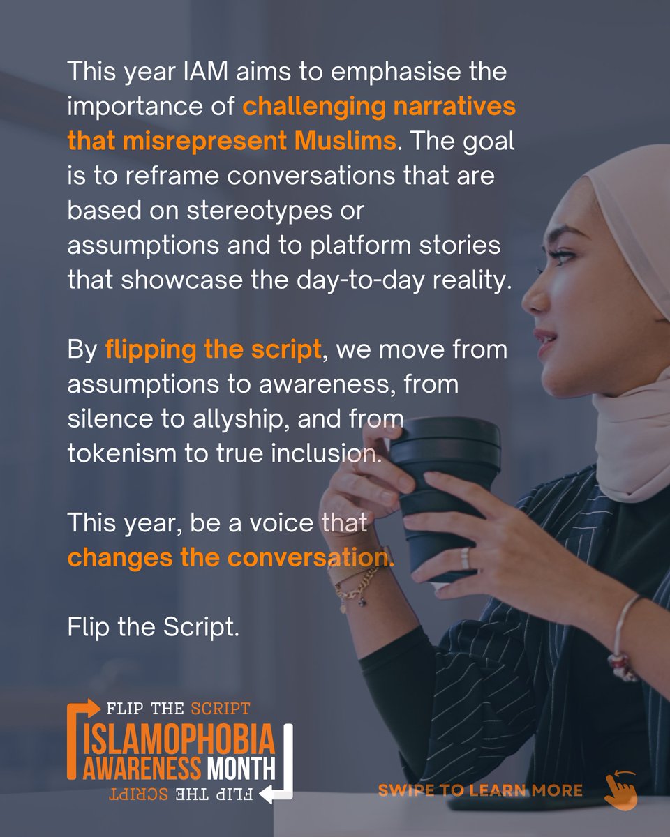 IslamophobiaAM's tweet image. The theme for #IAM2025 is here — it’s time to #FlipTheScript.

This IAM, we’re shifting:
From assumptions → awareness
From silence → allyship
From tokenism → true inclusion

Let’s challenge stereotypes and spotlight real Muslim stories in the UK. #IslamophobiaAwarenessMonth