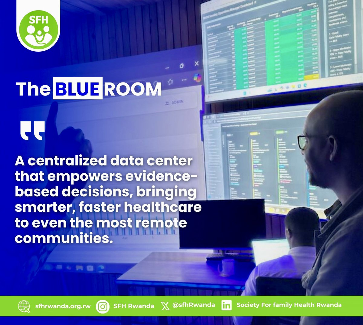 SFH Rwanda (@sfhrwanda) on Twitter photo 💡 #Rwanda healthcare #innovation is happening in real-time.
At the #BlueRoom data-driven command center, #AI is powering rural #healthcare transformation at #healthposts.
💻Tech + 📊data + 👩🏾⚕️vision = impact.
Together, with our partners <a href="/SandTechInc/">Sand Technologies</a> <a href="/RwandaHealth/">Ministry of Health | Rwanda</a>, we’re 💡 #Rwanda healthcare #innovation is happening in real-time.
At the #BlueRoom data-driven command center, #AI is powering rural #healthcare transformation at #healthposts.
💻Tech + 📊data + 👩🏾⚕️vision = impact.
Together, with our partners <a href="/SandTechInc/">Sand Technologies</a> <a href="/RwandaHealth/">Ministry of Health | Rwanda</a>, we’re