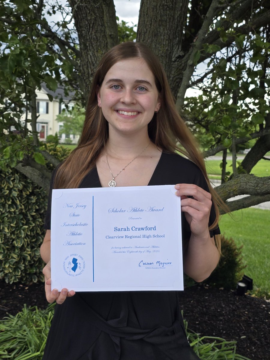 Congrats to Sarah Crawford for being Clearview’s nominee for the NJ Scholar Athlete of the year.