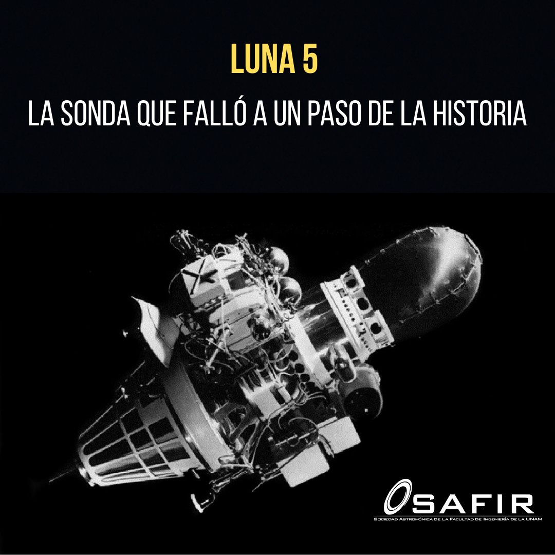 SAFIR_UNAM's tweet photo. ¿Sabías que la sonda soviética Luna 5 fue clave en la carrera espacial? 🚀 Aunque falló al alunizar en 1965, dejó huella en la exploración lunar. ¿Crees que fue un fracaso o un paso necesario? 🌕💬

#Luna5 #ExploracionEspacial #CienciaParaTodos #SAFIRUNAM #Astronomia 🚀👨🏻‍🚀👩🏻‍🚀 https://t.co/nf6ilbwlt4