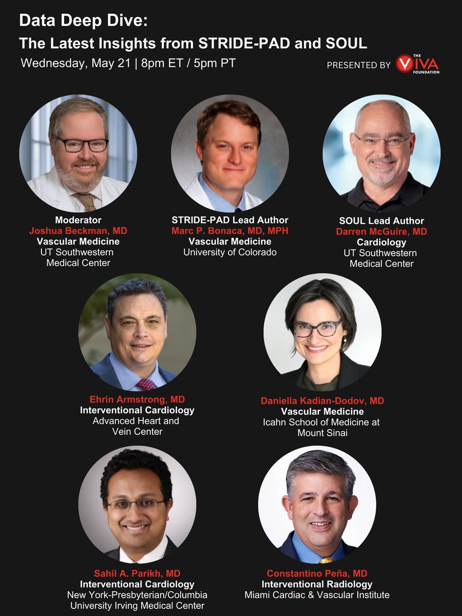 Data from the STRIDE and SOUL studies have demonstrated the potential of semaglutide to transform the treatment landscape for patients with PAD.

Join the lead authors + vascular experts THIS WEEK for a deep dive into these findings.

Register now: viva-foundation.org/webinar-regist…