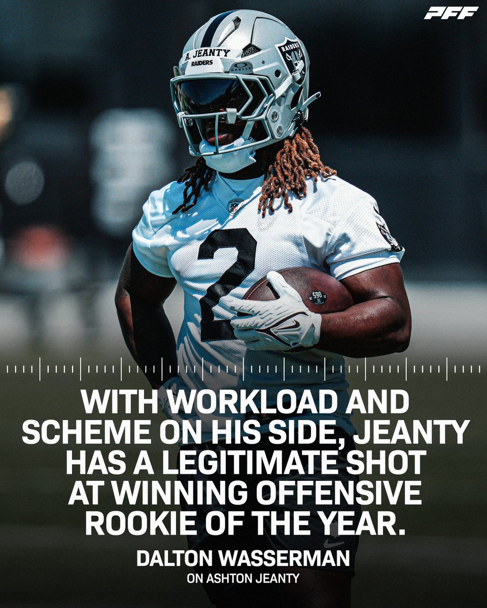PFF_Fantasy's tweet image. Ashton Jeanty has a clear path to Offensive Rookie of the Year 💰