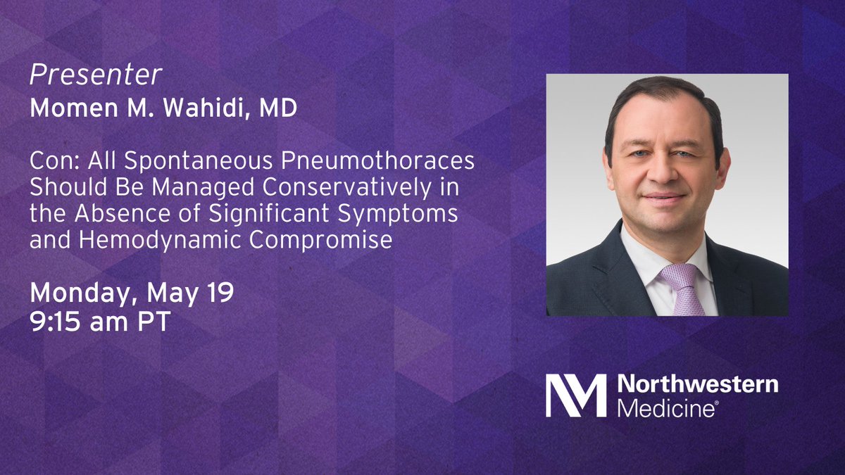 NM_Lung's tweet photo. Don’t miss Momen Wahidi, MD (@Int_Pulmonology), for his session, “Con: All Spontaneous Pneumothoraces Should Be Managed Conservatively in the Absence of Significant Symptoms and Hemodynamic Compromise.” @atscommunity #ATS2025 #NMatATS. See the full schedule here: https://t.co/2eDdHLCN1Q