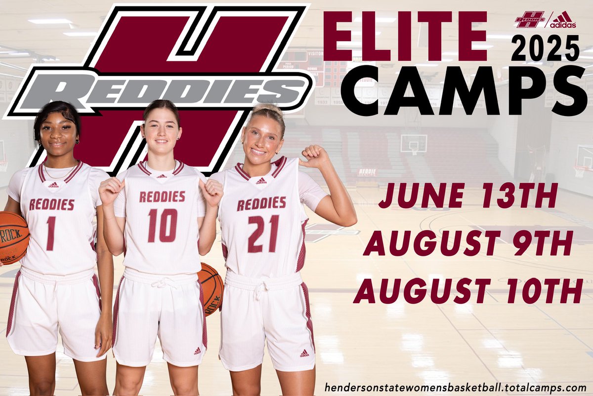🚨Elite Camp Dates🚨

Great weekend out searching for future Reddies! Even as hard as we try, unfortunately, we cannot see everyone. Come put your game on display as our staff is ready to evaluate and find future Reddies. Most of our roster was once an Elite Camper here 🏀