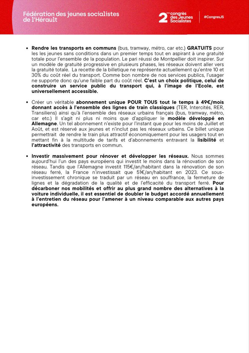 RomainGourdin1's tweet photo. Heureux que notre contribution « Pour un droit aux transports en commun » rédigée avec @victor_certain ait été adoptée à la quasi unanimité lors du congrès JS de Nancy.

Pour un droit à la mobilité, pour la gratuité des transports, pour l’investissement dans les réseaux ✊ https://t.co/UzlFEjgG7y