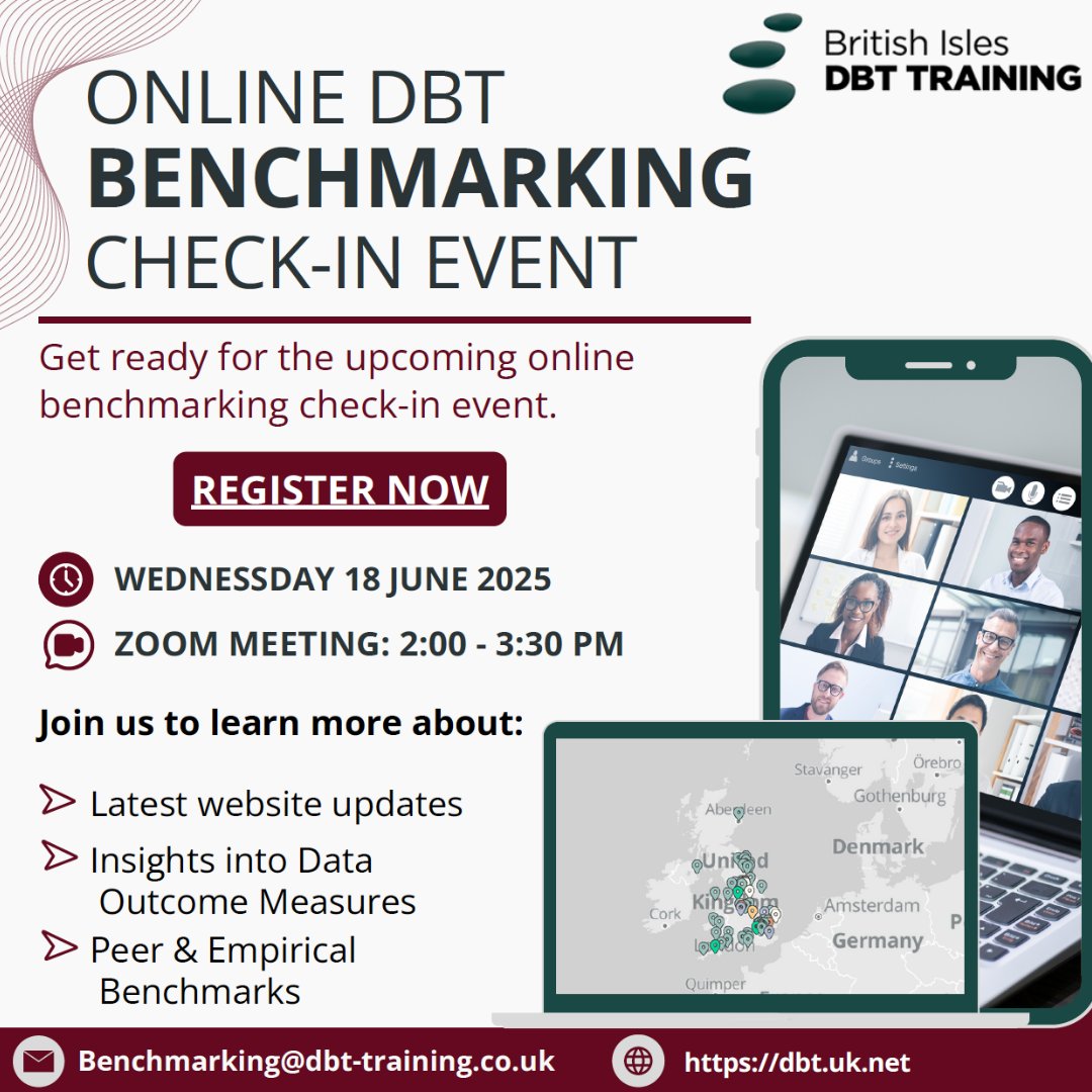 Register Now for Online DBT Benchmarking Check-in Event ✅

Join us on 18th June 🗓️

Register via link - dbt.uk.net/events

#dbtbenchmarking #dbtevent #dbt #annualevent #benchmarking