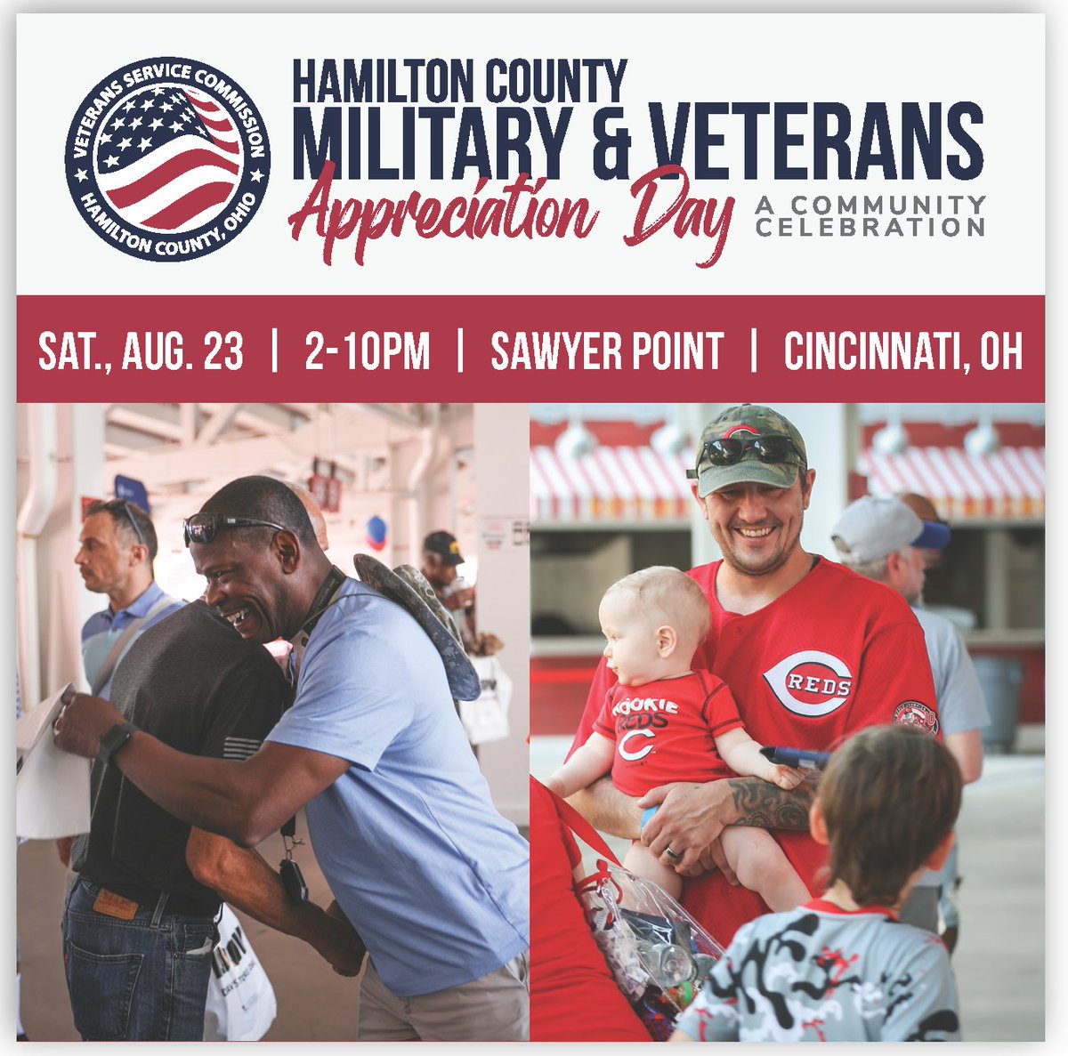 Veterans Service Commission of Hamilton County (@hamiltoncovets) on Twitter photo JUST ANNOUNCED! Save the date and visit hcvsc.org/appreciation for more details! #OneTeamOneFight
<a href="/HamiltonCntyOH/">Hamilton County, OH</a>
<a href="/HamCoClerk/">Pavan V. Parikh, Hamilton County Clerk of Courts</a>
<a href="/DAVHQ/">Disabled American Veterans (DAV)</a>
<a href="/CincinnatiVamc/">CincinnatiVAMC</a> <a href="/CincyParks/">Cincinnati Parks</a>
#AUSA JUST ANNOUNCED! Save the date and visit hcvsc.org/appreciation for more details! #OneTeamOneFight
<a href="/HamiltonCntyOH/">Hamilton County, OH</a>
<a href="/HamCoClerk/">Pavan V. Parikh, Hamilton County Clerk of Courts</a>
<a href="/DAVHQ/">Disabled American Veterans (DAV)</a>
<a href="/CincinnatiVamc/">CincinnatiVAMC</a> <a href="/CincyParks/">Cincinnati Parks</a>
#AUSA