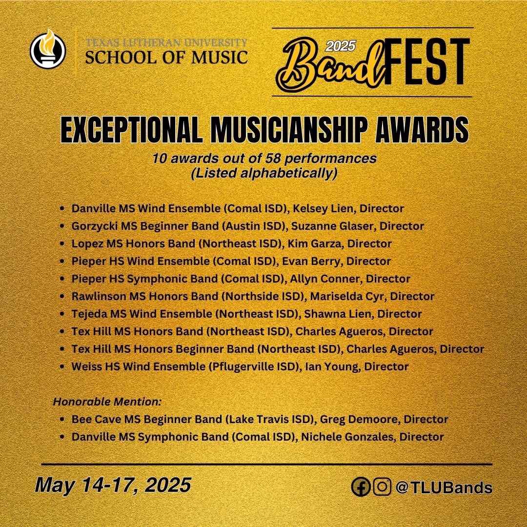 Danville MS Wolf Band (@danvillemsband) on Twitter photo Congratulations to the Wind Ensemble and Symphonic Band! Their performances at BandFest were truly exceptional!
#PackPride
#BTP
<a href="/comalfinearts/">Comal ISD Fine Arts</a> Congratulations to the Wind Ensemble and Symphonic Band! Their performances at BandFest were truly exceptional!
#PackPride
#BTP
<a href="/comalfinearts/">Comal ISD Fine Arts</a>