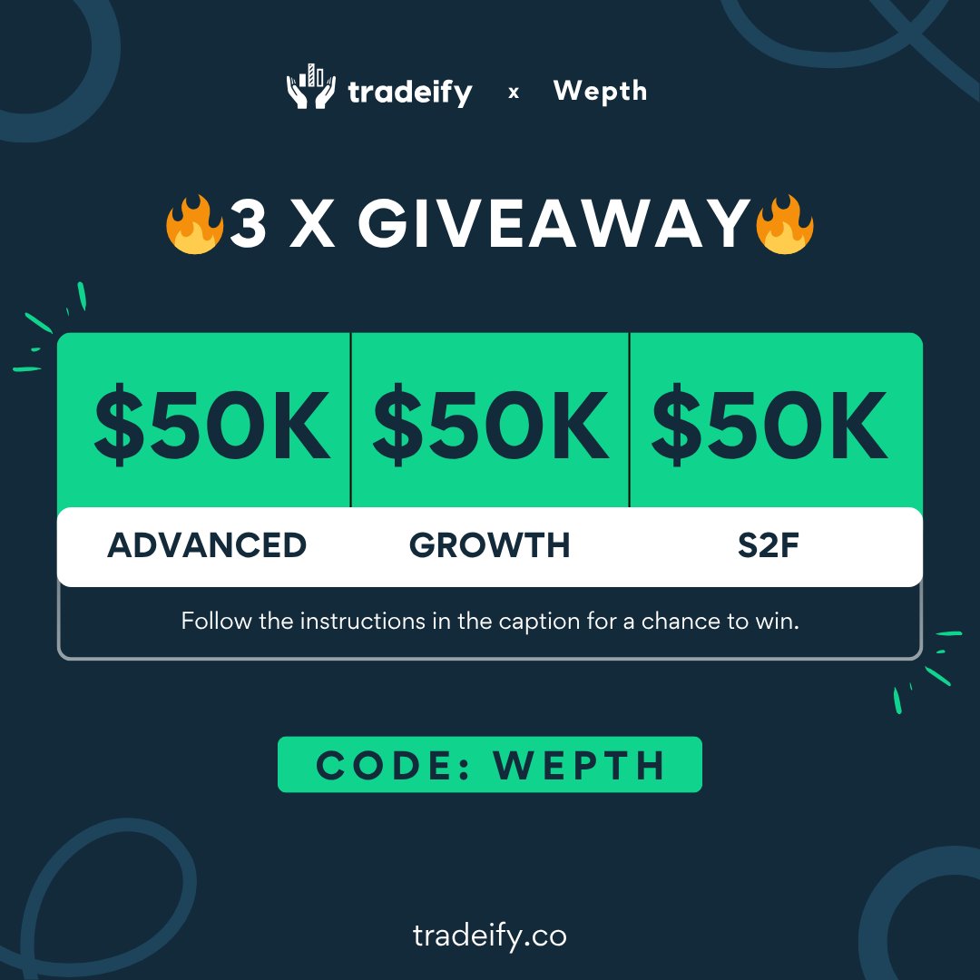 🎁 GIVEAWAY TIME 🎁

Will be giving away 3 accounts (1 each of Advanced, Growth, Straight to Funded) 

To enter: 
• MUST BE FOLLOWING <a href="/Wepth/">Wepth 🧲</a> and <a href="/Tradeify/">Tradeify</a> 
• Like and retweet with your favorite instrument to trade
• Tag 3 friends

Winners selected on 5/26/25

More details ⬇️