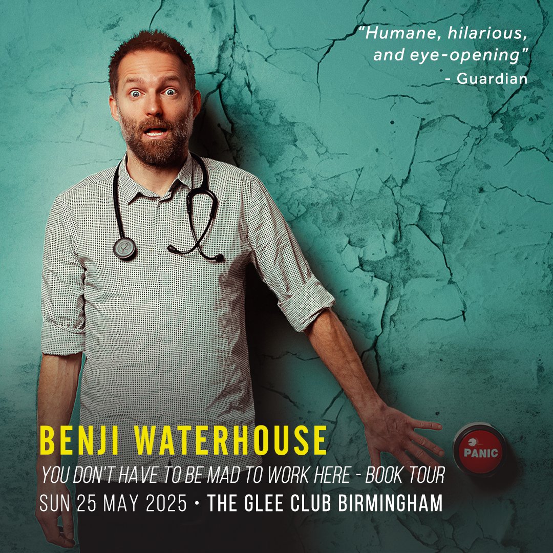 The Glee Club Birmingham (@gleeclubbham) on Twitter photo 📆 Sunday: <a href="/doctor_benji/">Benji Waterhouse</a>: You Don't Have to Be Mad to Work Here - Book Tour
The NHS psychiatrist, award-winning comedian, and Sunday Times best-selling author is going on his first book tour!
Tickets 🎟 bit.ly/BWaterhouseBham 📆 Sunday: <a href="/doctor_benji/">Benji Waterhouse</a>: You Don't Have to Be Mad to Work Here - Book Tour
The NHS psychiatrist, award-winning comedian, and Sunday Times best-selling author is going on his first book tour!
Tickets 🎟 bit.ly/BWaterhouseBham