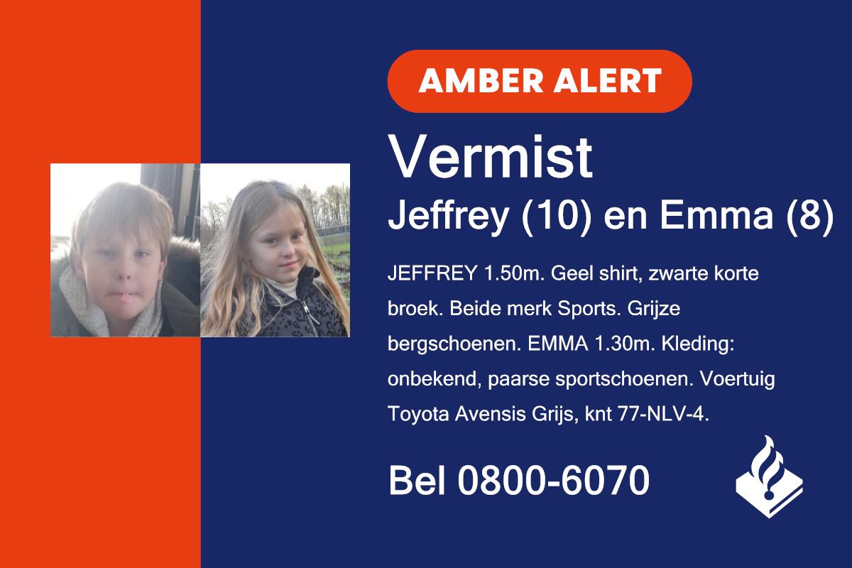 Er is een brief van de vader van de kinderen gevonden. Hierdoor ontstaat vrees voor de levens van de kinderen. Geef deze afbeelding dus nog een keer een #retweet, zodat we allemaal uit kunnen kijken in de hoop op beter nieuws.
#politie #amberalert #jeffrey #emma