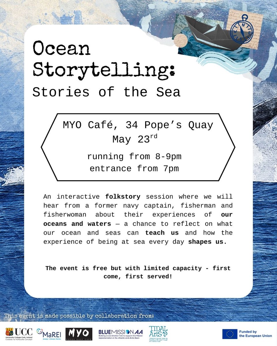 MaREI (@mareicentre) on Twitter photo How do we learn about our Ocean and Seas? What stories do others hold?
These and other questions inspired the team from <a href="/UCC/">UCC Ireland</a>, working on <a href="/bluemissionaa/">BlueMissionAA</a> and TIDAL ArtS projects, to set an event where those who read the ocean can support our curiosity and help us to learn more. How do we learn about our Ocean and Seas? What stories do others hold?
These and other questions inspired the team from <a href="/UCC/">UCC Ireland</a>, working on <a href="/bluemissionaa/">BlueMissionAA</a> and TIDAL ArtS projects, to set an event where those who read the ocean can support our curiosity and help us to learn more.