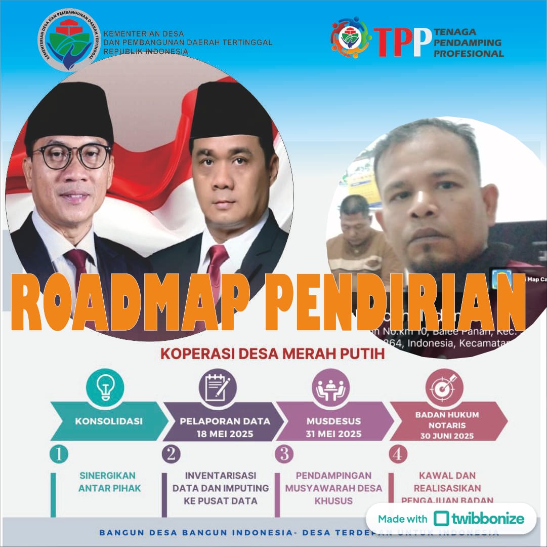 Jamaluddin juli (@jamal_juli) on Twitter photo Setelah musyawarah desa khusus Pembentukan KDMP, semua TPP mengawal ke Notaris untuk proses mendapatkan badan Hukum
#TppKawalAkteKdmpdiNotaris
<a href="/prabowo/">Prabowo Subianto</a>
<a href="/YandriSusanto27/">Yandri Susanto</a>
<a href="/ArizaPatria/">Ariza Patria</a>
<a href="/taufikmadjid71/">IG : taufik.madjid</a>
<a href="/kemendespdt/">#BangunDesaBangunIndonesia</a>
<a href="/bpsdmkemendesa/">Bpsdm Kemendesa</a>
<a href="/desapenusantara/">desapesonanusantara</a> Setelah musyawarah desa khusus Pembentukan KDMP, semua TPP mengawal ke Notaris untuk proses mendapatkan badan Hukum
#TppKawalAkteKdmpdiNotaris
<a href="/prabowo/">Prabowo Subianto</a>
<a href="/YandriSusanto27/">Yandri Susanto</a>
<a href="/ArizaPatria/">Ariza Patria</a>
<a href="/taufikmadjid71/">IG : taufik.madjid</a>
<a href="/kemendespdt/">#BangunDesaBangunIndonesia</a>
<a href="/bpsdmkemendesa/">Bpsdm Kemendesa</a>
<a href="/desapenusantara/">desapesonanusantara</a>