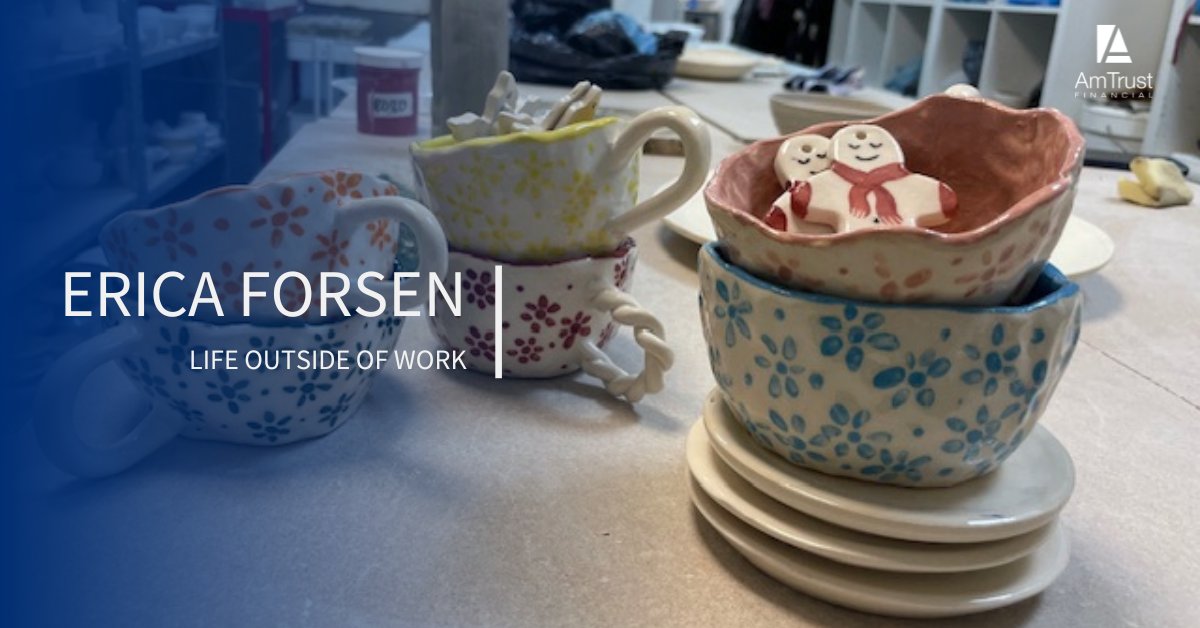 Meet Erica Forsen, an Accounts Payable Clerk at AmTrust. What began as a college course in ceramics has evolved into a weekly ritual. This hobby helps Erica practice patience and attention to detail while recognizing the value in every step. Whether shaping clay or processing