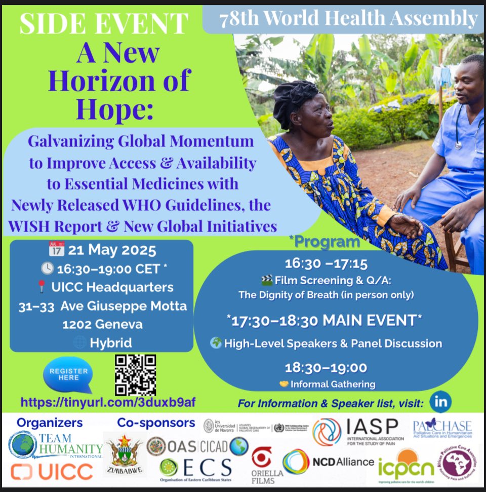 APCA (@apcassociation) on Twitter photo You are invited to join <a href="/GHWHASIM/">World Health Assembly Simulation (WHA)</a> side event on #EssentialMedicines + newly released <a href="/WHO/">World Health Organization (WHO)</a> Guidelines
Register here; tinyurl.com/3duxb9af
<a href="/ICPCN/">ICPCN</a> <a href="/PallChase/">Palliative Care in Humanitarian Aid Situations</a> <a href="/IASPpain/">IASP</a> <a href="/ncdalliance/">NCD Alliance</a> <a href="/WHOCCNetwork_Au/">Australian Network of WHO Collaborating Centres</a> <a href="/uicc/">Union for International #CancerControl</a> <a href="/whpca/">WHPCA</a> <a href="/DrLuyirika/">Dr Emmanuel B.K Luyirika (personal account &views)</a> You are invited to join <a href="/GHWHASIM/">World Health Assembly Simulation (WHA)</a> side event on #EssentialMedicines + newly released <a href="/WHO/">World Health Organization (WHO)</a> Guidelines
Register here; tinyurl.com/3duxb9af
<a href="/ICPCN/">ICPCN</a> <a href="/PallChase/">Palliative Care in Humanitarian Aid Situations</a> <a href="/IASPpain/">IASP</a> <a href="/ncdalliance/">NCD Alliance</a> <a href="/WHOCCNetwork_Au/">Australian Network of WHO Collaborating Centres</a> <a href="/uicc/">Union for International #CancerControl</a> <a href="/whpca/">WHPCA</a> <a href="/DrLuyirika/">Dr Emmanuel B.K Luyirika (personal account &views)</a>