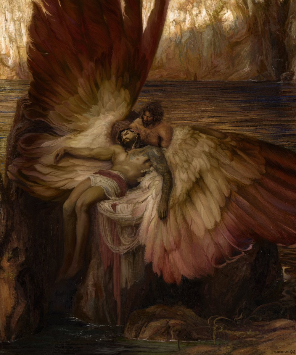 bloodiedflora's tweet photo. Yeehan as The Lament for Icarus (Herbert Draper, 1898) https://t.co/TyuXh3tuuD