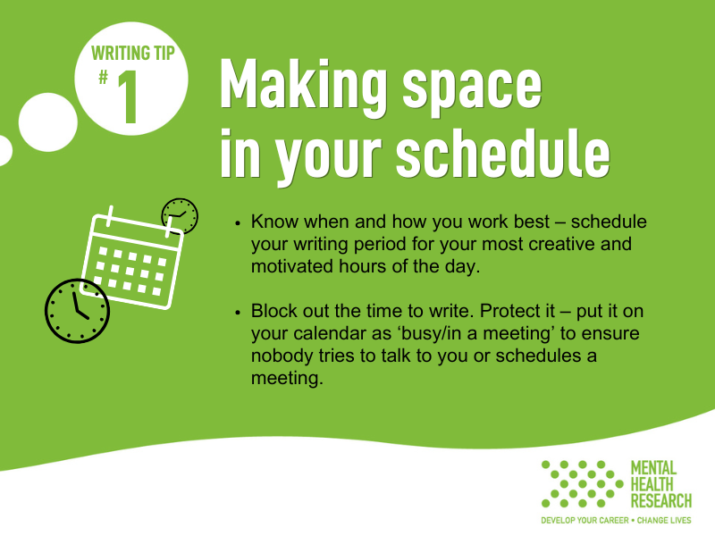 It's easy for writing to slip down the priority list! Try to block out time in your calendar to work on that paper.

Apply to our FULLY-FUNDED Writing Retreat for #mentalhealth &amp; #addiction researchers and dedicate 3 structured days to writing &amp; wellness⏰
mentalhealthresearch.org.uk/pwr25
