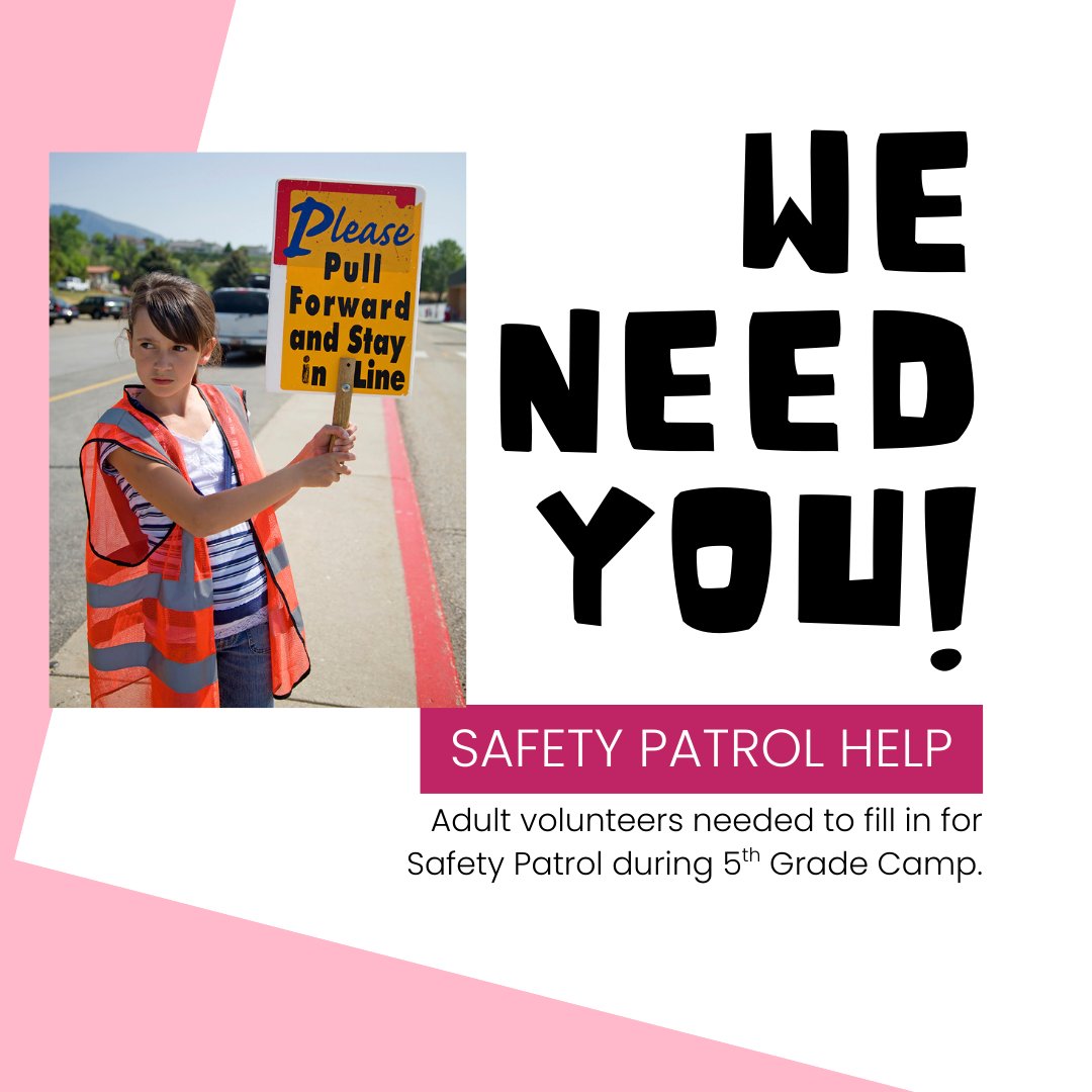 Jefferson PTA (@jfepta) on Twitter photo We need adult volunteers to help with Safety Patrol while the 5th graders are at camp. Sign up today to man a crosswalk next week.
signupgenius.com/go/10C0F44A9AA…
#gochargers #community #togetherwearestronger #jeffersonpta
<a href="/EPS_JeffersonES/">Jefferson Elementary School - EPS</a> <a href="/everettschools/">Everett Public Schools.WA</a> <a href="/EverettPTSA/">Everett PTSA Council</a> We need adult volunteers to help with Safety Patrol while the 5th graders are at camp. Sign up today to man a crosswalk next week.
signupgenius.com/go/10C0F44A9AA…
#gochargers #community #togetherwearestronger #jeffersonpta
<a href="/EPS_JeffersonES/">Jefferson Elementary School - EPS</a> <a href="/everettschools/">Everett Public Schools.WA</a> <a href="/EverettPTSA/">Everett PTSA Council</a>