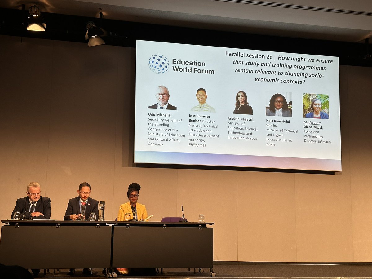 LotusPostrado's tweet image. TESDA Secretary General Kiko Benitez at #EWF2025 spoke about PH initiatives to ensure alignment of skills training with industry needs, including the Enterprise-Based Training Act