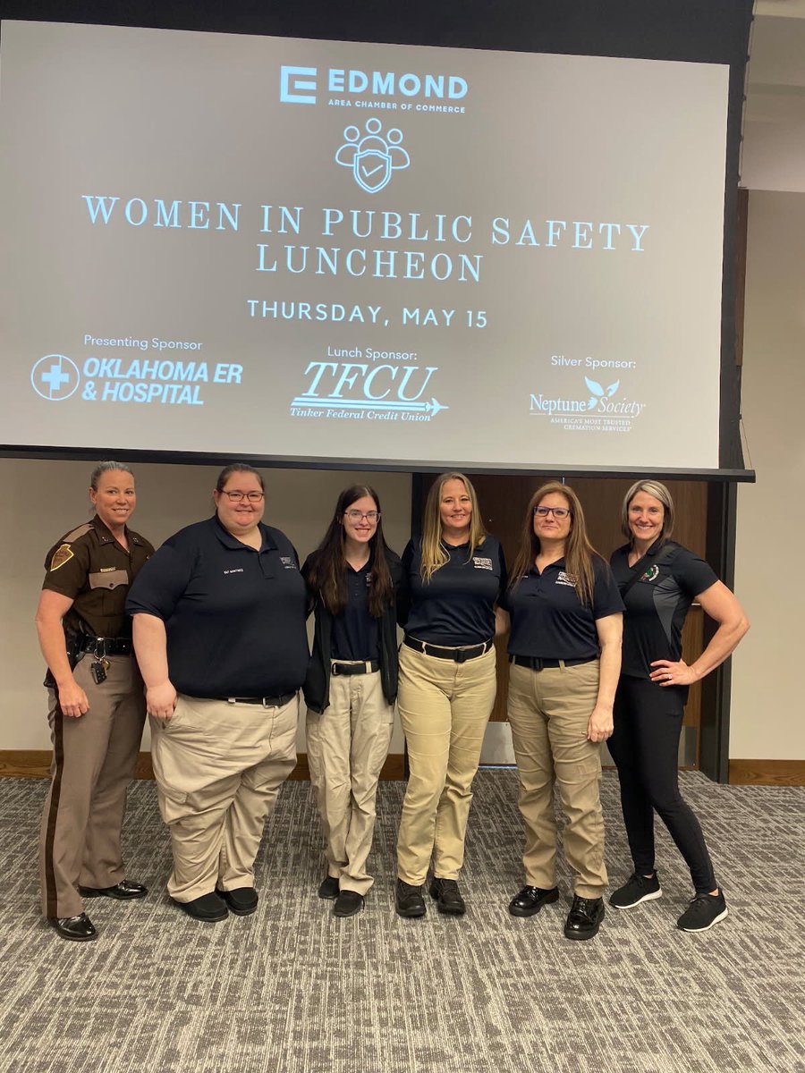 OK Highway Patrol/DPS (@ohpdps) on Twitter photo Thank you Edmond Chamber of Commerce for hosting us at the Women in Public Safety luncheon!
Pictured from L to R: Captain Trinity Simmons #37, SGT Renee Martinez, Emergency Communications Officer Zoie Nettey, ECO Summer VanBuskirk, SGT Jennifer Ross, Trooper Sarah Cervantes Thank you Edmond Chamber of Commerce for hosting us at the Women in Public Safety luncheon!
Pictured from L to R: Captain Trinity Simmons #37, SGT Renee Martinez, Emergency Communications Officer Zoie Nettey, ECO Summer VanBuskirk, SGT Jennifer Ross, Trooper Sarah Cervantes
