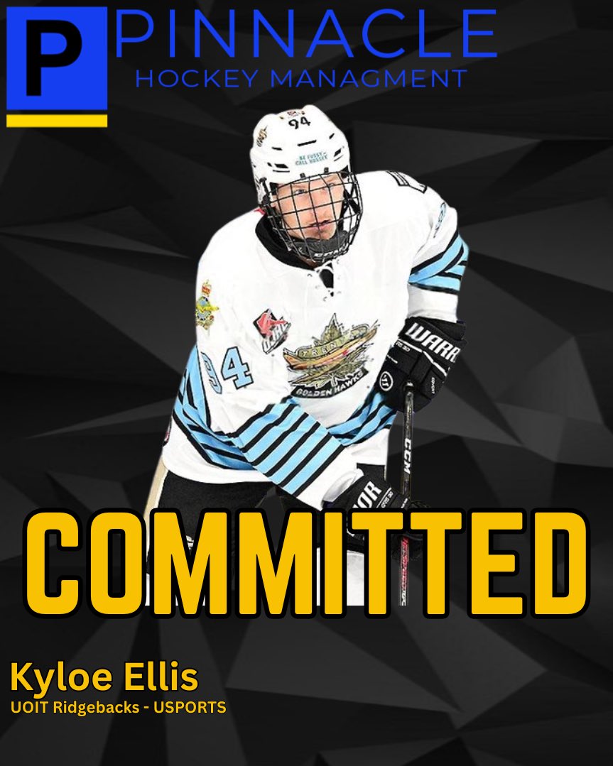 Congratulations to Client Kyloe Ellis of the Trenton Goldenhawks on his Commitment to the UOIT Ridgebacks!