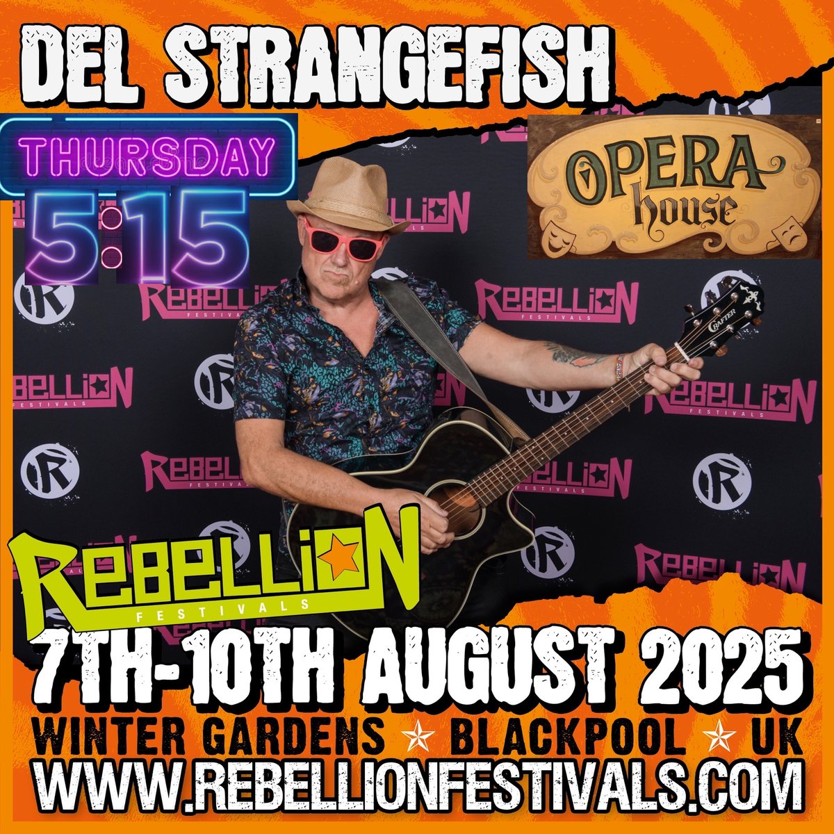 This year, I've been kindly given the 5:15 pm slot on THURSDAY on the Rebellion Opera House Stage. I'll be playing songs from my new album, throwing in a few TEST TUBE BABIES classics, and having some very special guests. 😍