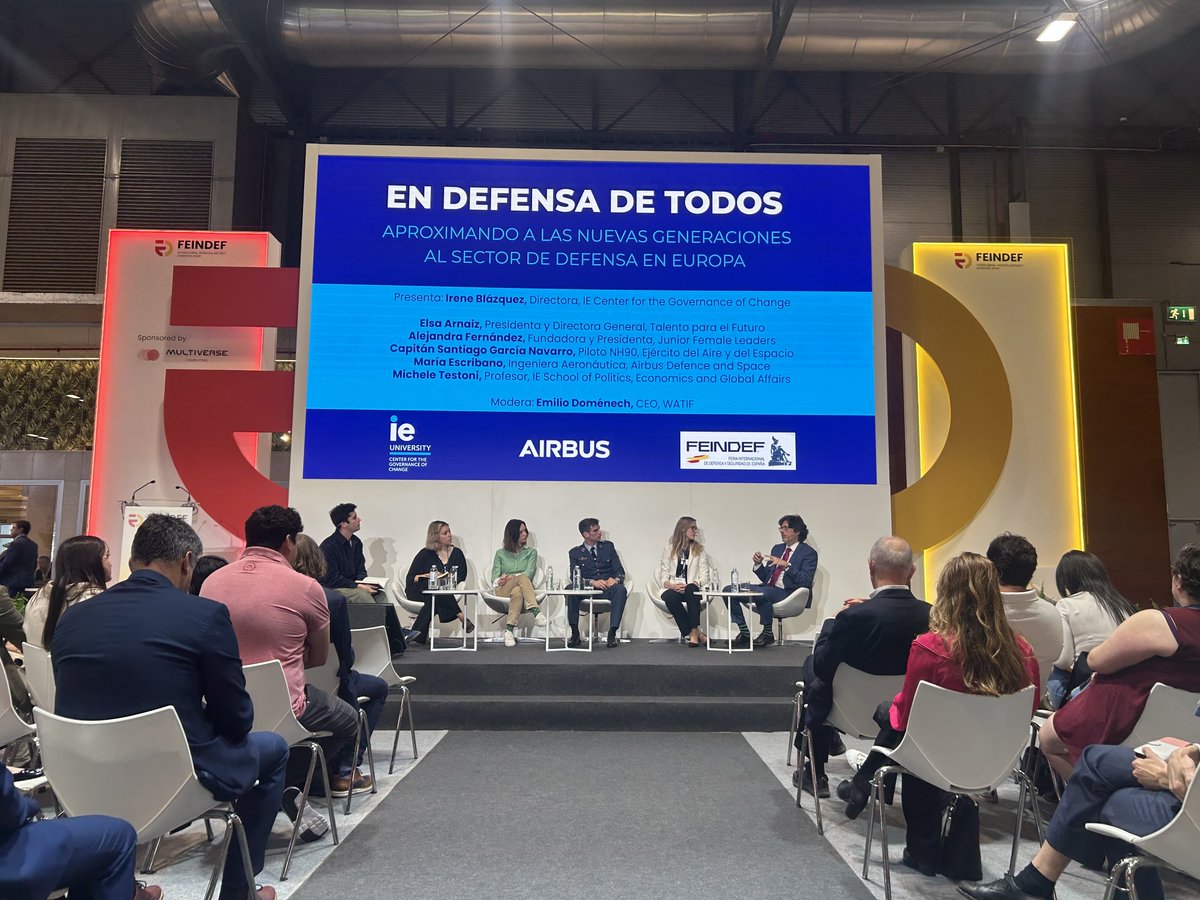 ieGovernance's tweet image. How can we build a defense culture that speaks to Gen Z? At #FEINDEF2025, we explored this with @AirbusDefence through #NextGenerationSecurity—connecting youth with defense leaders to shape Europe’s strategic future. 🇪🇺🚀 More here : ie.edu/cgc/news-and-e…