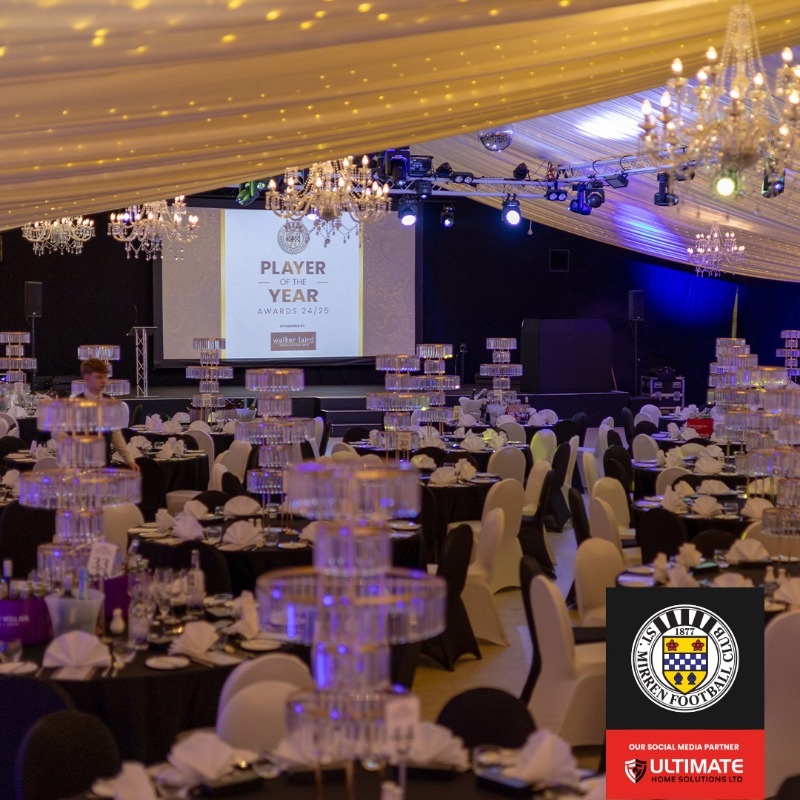 saintmirrenfc's tweet photo. We celebrated the 2024/25 season with our annual St Mirren Player of the Year Awards Dinner sponsored by @Walker_Laird ✨

Almost 500 people packed out our exciting new venue, with the award-winning Ingliston Estate and Country Club hosting the event for the first time.