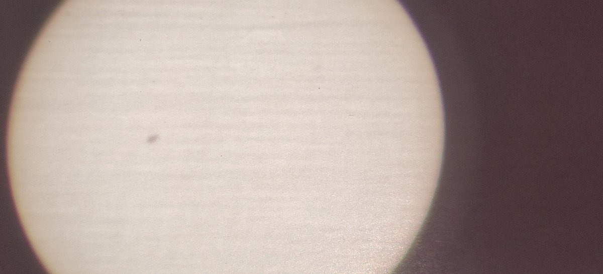 My phone camera isn't focusing very well, but you can just make out the #sunspot displayed on my #solar  #projector  #astronomy #astrophotography #sun