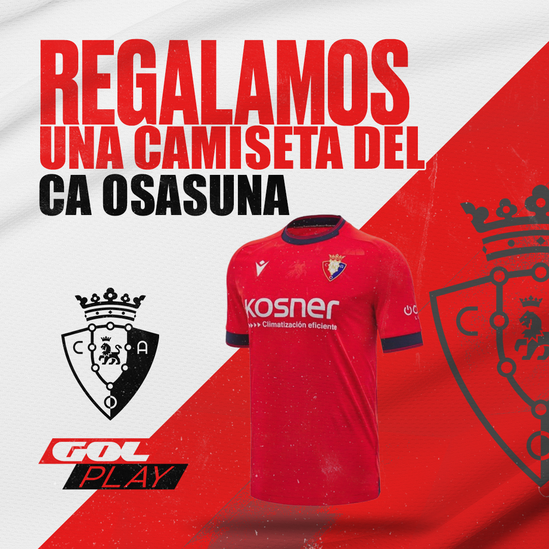 GOL PLAY (@gol) on Twitter photo 🎁 ¡𝐑𝐄𝐆𝐀𝐋𝐀𝐙𝐎! | ¿Quieres conseguir una camiseta del <a href="/Osasuna/">C. A. OSASUNA</a>?
❤ Sigue a <a href="/Gol/">GOL PLAY</a> y a <a href="/DirectoGol/">Directo Gol</a>
🔁 Haz RT
🤩 ¡Participa las veces que quieras!
🥇 El domingo anunciamos al ganador
#LaLigaEnGol 🎁 ¡𝐑𝐄𝐆𝐀𝐋𝐀𝐙𝐎! | ¿Quieres conseguir una camiseta del <a href="/Osasuna/">C. A. OSASUNA</a>?
❤ Sigue a <a href="/Gol/">GOL PLAY</a> y a <a href="/DirectoGol/">Directo Gol</a>
🔁 Haz RT
🤩 ¡Participa las veces que quieras!
🥇 El domingo anunciamos al ganador
#LaLigaEnGol
