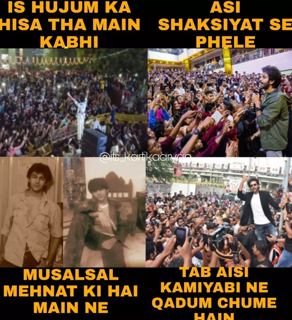 itskartikaaryan's tweet photo. From an inspired Fan to playing the role of a struggler &amp; then to having his own identity to delivering hits &amp; being declared as the superstar &amp; saviour of Bollywood Different stages of  #KartikAarayn 's life struggle!! More to come, Shehzada,Keep shining #14YearsOfKartikAaryan https://t.co/2p6ZGZ4dY8