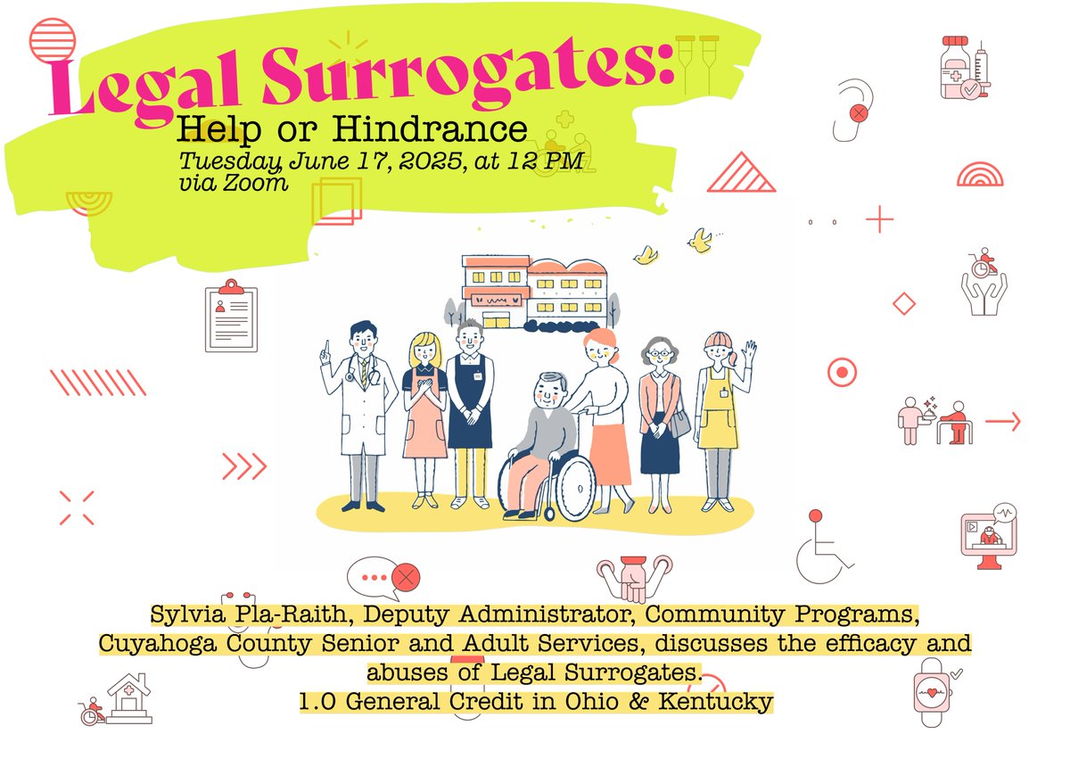 Please join us on Tuesday, June 17, 2025, at 12 PM via Zoom as Sylvia Pla-Raith, Deputy Administrator, Community Programs, Cuyahoga County Senior and Adult Services, discusses the efficacy and abuses of Legal Surrogates.
lawlibrary.hamiltoncountyohio.gov/events/cle-leg…