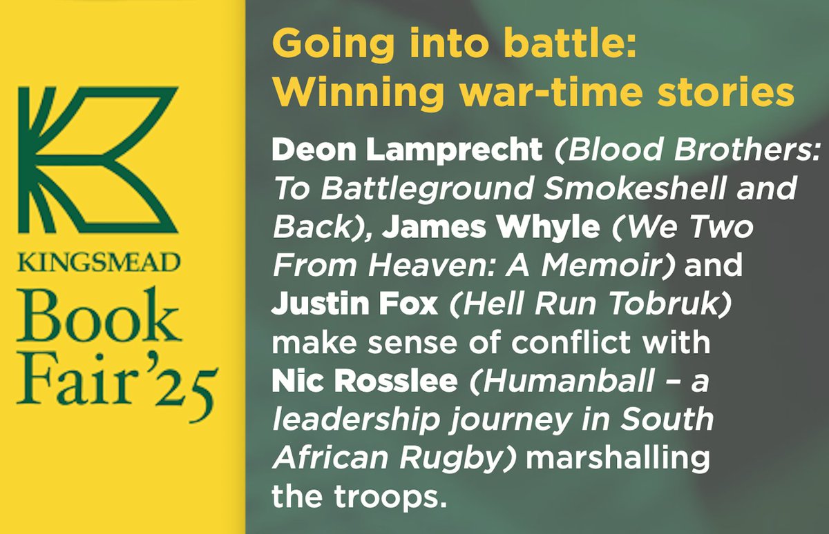 Justin Fox (@justinfoxafrica) on Twitter photo Kingsmead Book Fair: join me at 11am on Saturday in Joburg, talking war and literature with Deon Lamprecht, James Whyle and Nic Rosslee <a href="/JonathanBallPub/">Jonathan Ball Publishers</a> <a href="/KingsmeadBF/">Kingsmead Book Fair</a>
Get your copy of HELL RUN TOBRUK here: linktr.ee/justinfoxafrica
#jackpembrokenavalthrillers #hellruntobruk #Tobruk Kingsmead Book Fair: join me at 11am on Saturday in Joburg, talking war and literature with Deon Lamprecht, James Whyle and Nic Rosslee <a href="/JonathanBallPub/">Jonathan Ball Publishers</a> <a href="/KingsmeadBF/">Kingsmead Book Fair</a>
Get your copy of HELL RUN TOBRUK here: linktr.ee/justinfoxafrica
#jackpembrokenavalthrillers #hellruntobruk #Tobruk