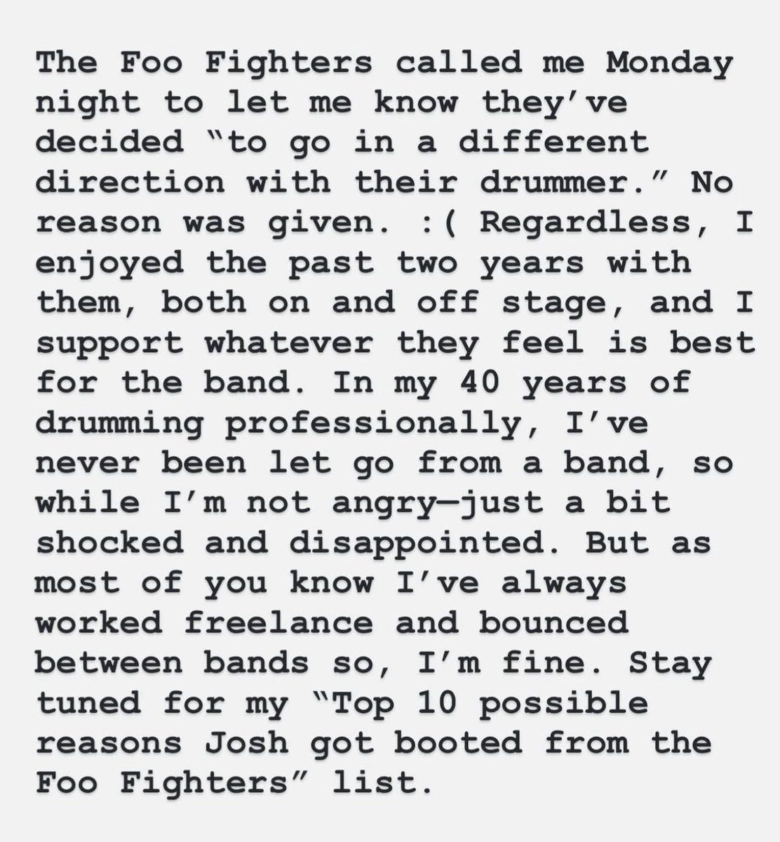 Morell4Luis's tweet image. #PoderosoVuelaAlto Guys aparte de lo de Calamaro hay más notas, está el despido de dos bateristas  el de The Who nuevamente, el de los FooFighters 
@ruleiro @eltalcha