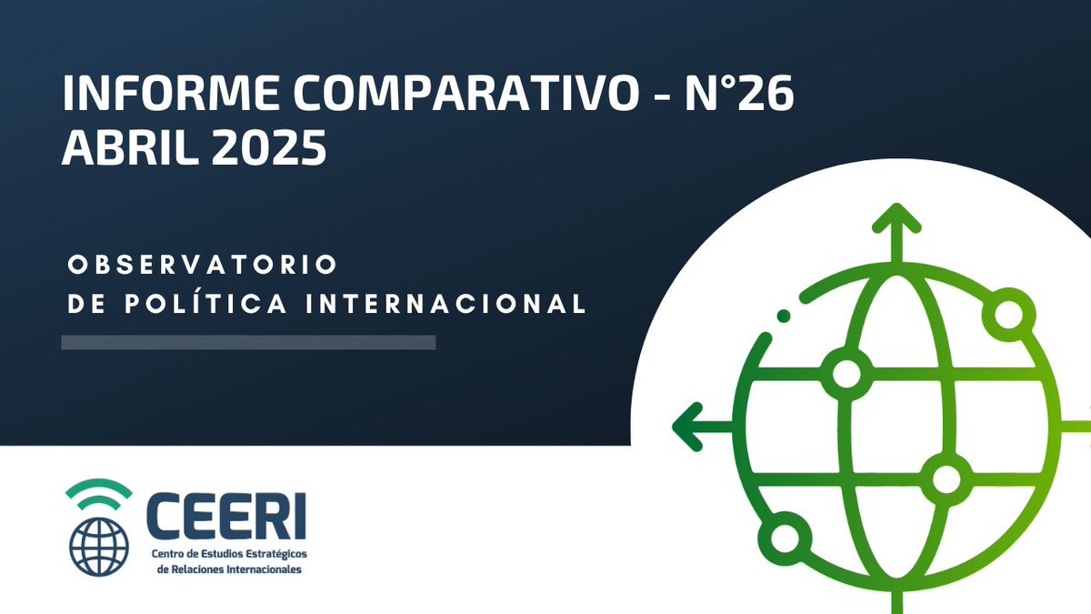 Ceeri_Global's tweet photo. 🌎 Desde el equipo del Observatorio de Política Internacional realizamos un informe sobre los aspectos más relevantes de la política internacional. ¡Ya se encuentra disponible el informe de ABRIL!
🌐 Link al informe: https://t.co/jLjbCeviSQ
#CEERI #RelacionesInternacionales https://t.co/j5TOpyUsYo