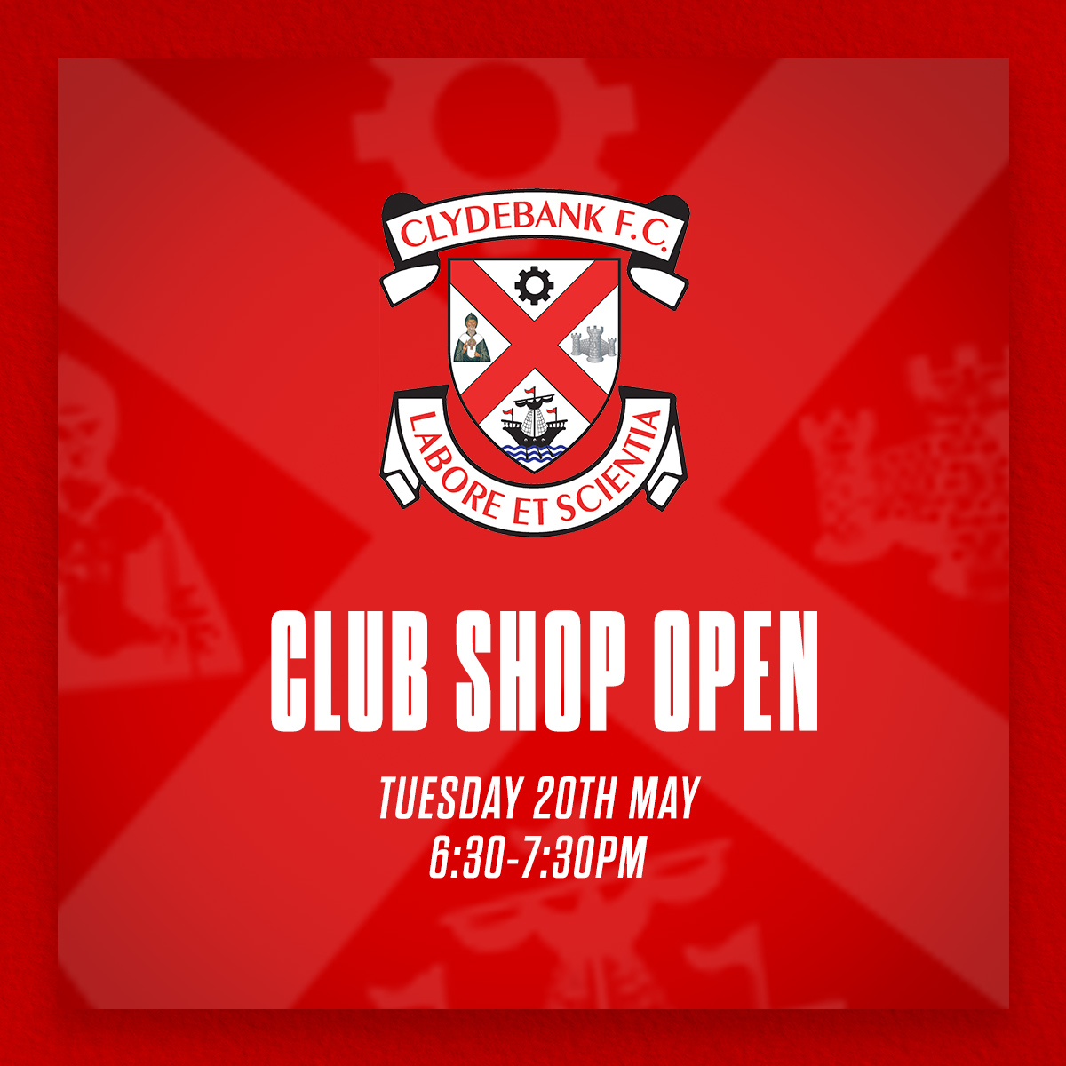 🛍️ The club shop will be open between 6:30pm and 7:30pm tomorrow night (Tuesday 20th May).

This will be your last chance to stock up ahead of Sunday's sold out play-off second leg.