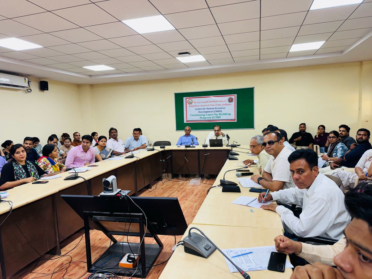 In the dignified presence of Professor (Vaidya) Pradeep Kumar Prajapati, Vice Chancellor of Dr. Sarvepalli Radhakrishnan Rajasthan Ayurveda University, Jodhpur, the Human Resource Development Center is organizing a continuous capacity building program from 19 May to 24 May 2025.