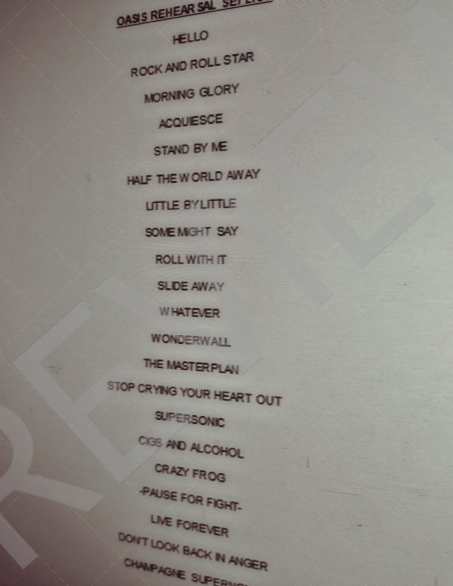 OasisPlanet_'s tweet photo. Rumoured setlist 🚨

#Oasis25 https://t.co/BsPQiTg299